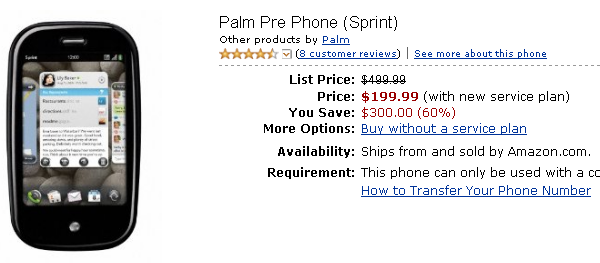 Palm Pre hits US Amazon palm pre amazon Palm Pre hits US Amazon