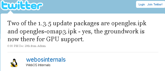 webOS open gl webOS 1.3.5 brings OpenGL packages