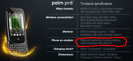  Palm Pre   tethering is possible
