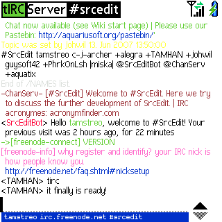 tIRC for Palm OS beta testers wanted 0a tIRC for Palm OS beta testers wanted
