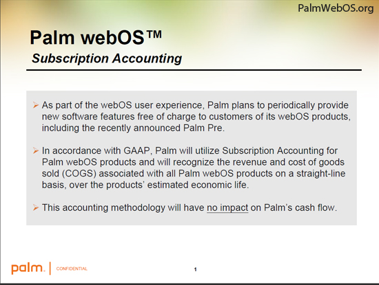 webos Palm changes accounting method to allow for continuous flow of updates
