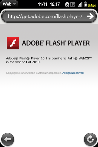 webos flash palm pre Flash hits webOS in 2010