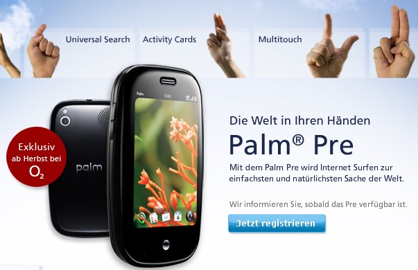 palm pre germany Telefonica Germany: Pre drops on 13th of October