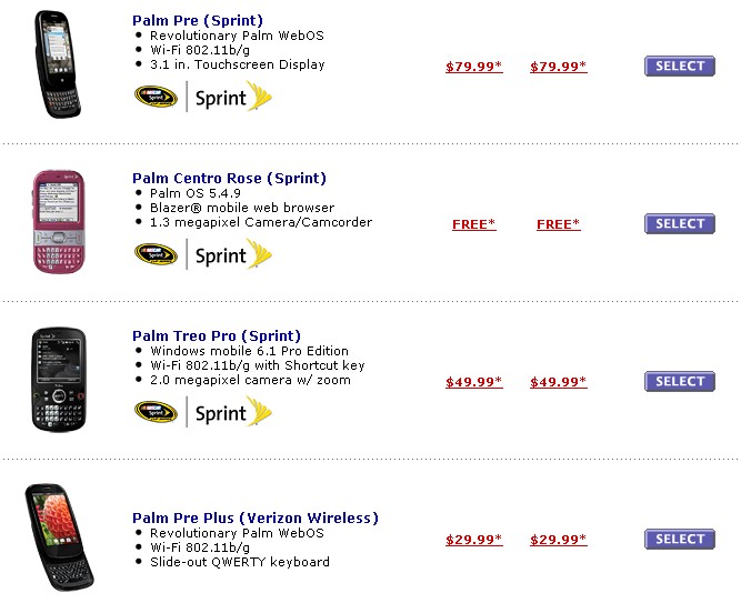 walmart palm pre Palm Pre Plus: significant rebates