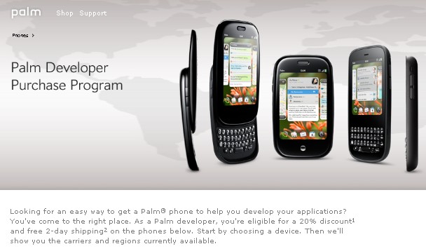 palm developer promo Palms webOS developer program: 20% off phones